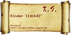 Kinder Ildikó névjegykártya